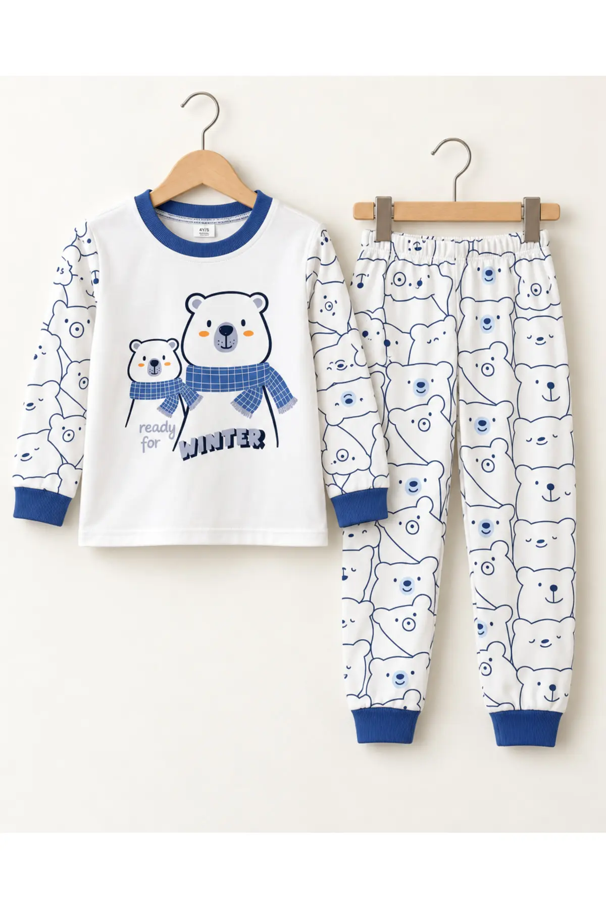 Ayıcık Desenli %100 Pamuk Suprem Penye 4-5-6 Yaş Erkek Çocuk Pijama Takımı