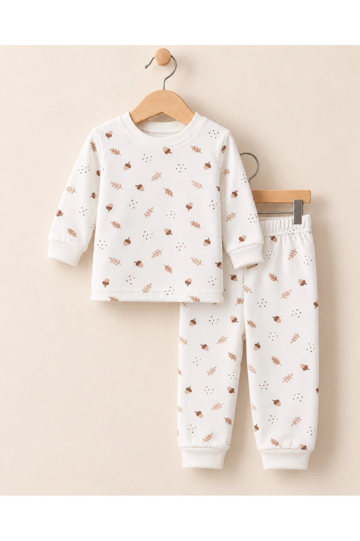 Minik Palamut-Fil-Ayıcık Desenli % 100 Pamuk Yumuşak 6-24 Ay Bebek Pijama Takımı