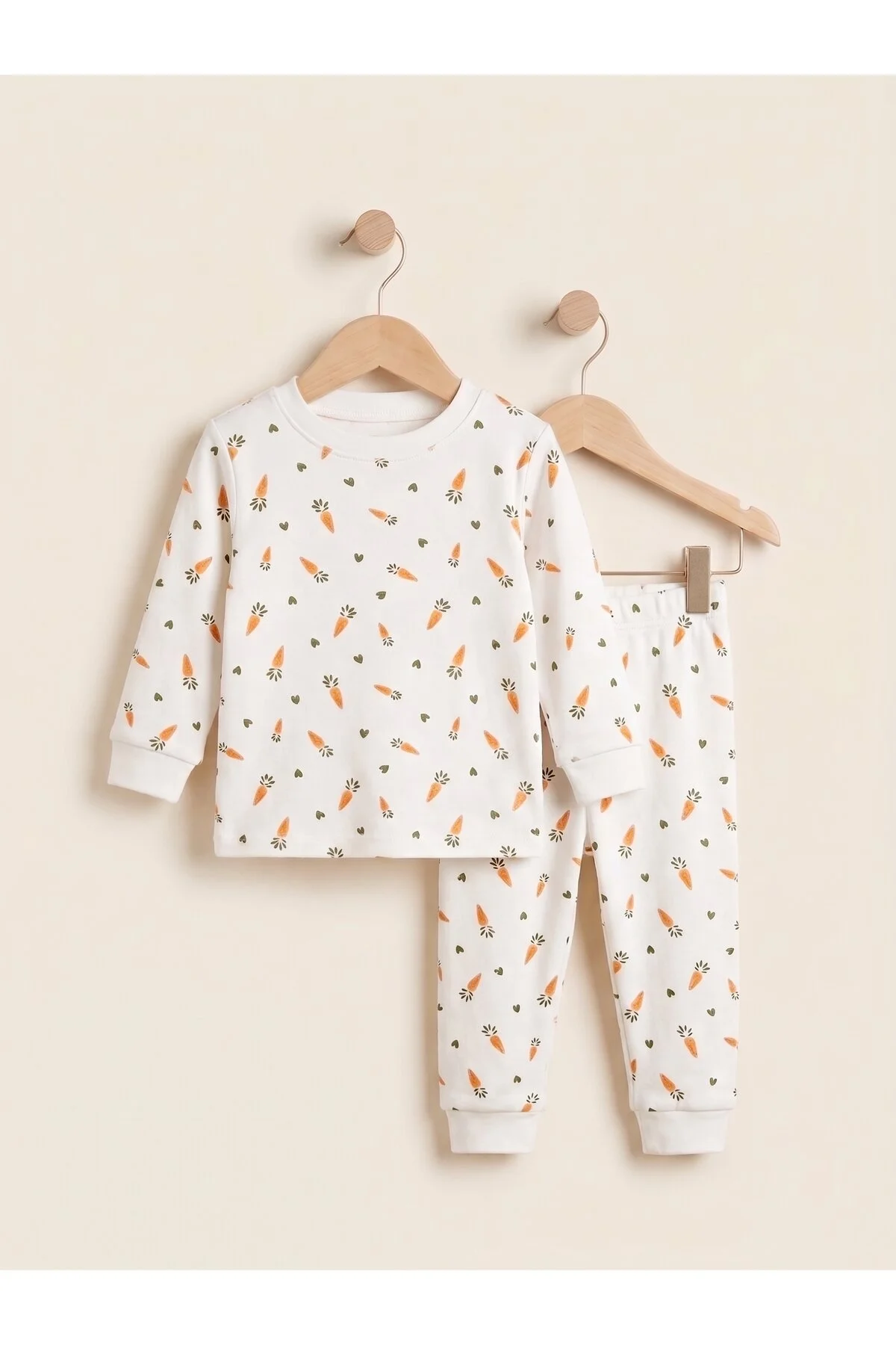 Minik Desenli Süprem Penye Kumaş % 100 Pamuk 3-24 Ay Bebek Pijama Takımı ( Tam Kalıp )