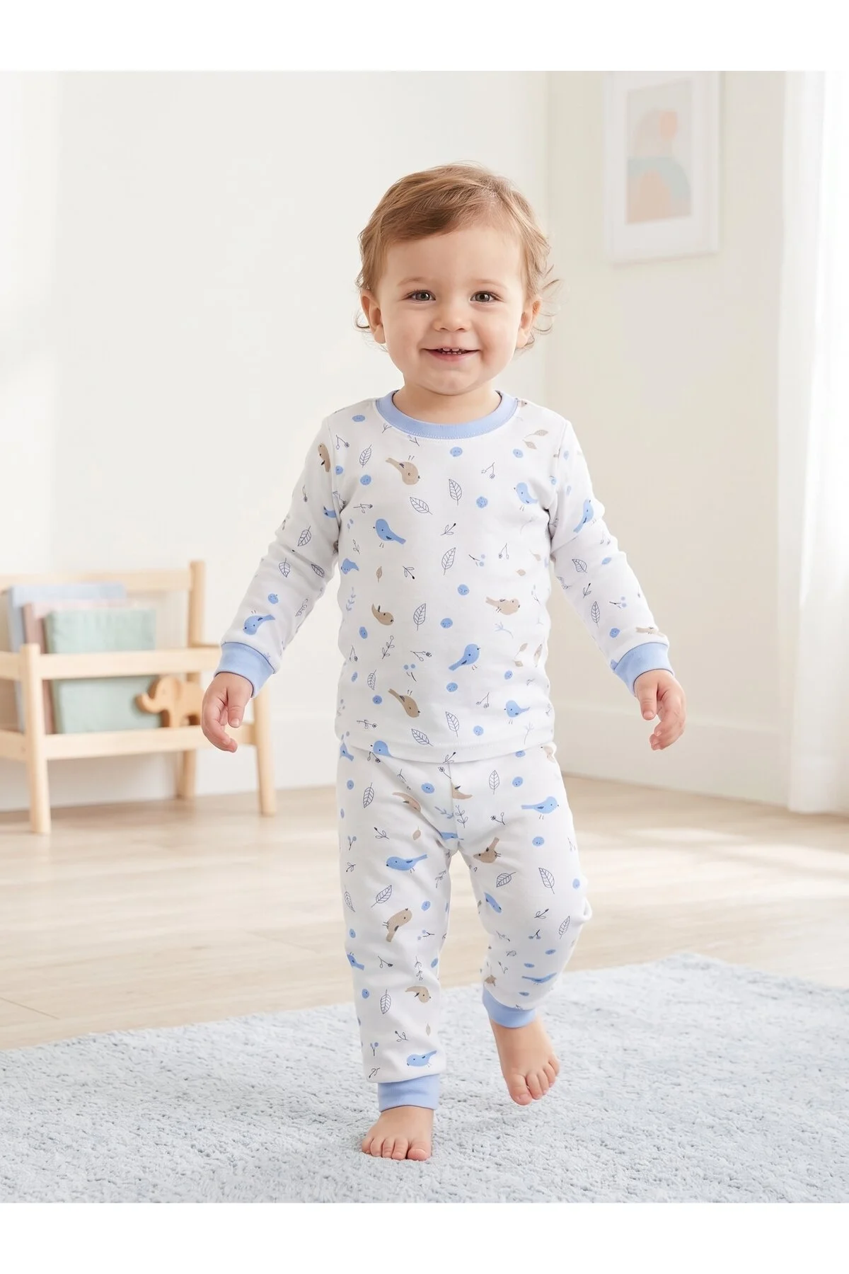 Minik Desenli Süprem Penye Kumaş % 100 Pamuk 3-24 Ay Bebek Pijama Takımı ( Tam Kalıp )